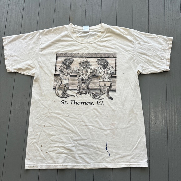 Gildan Other - Vintage st Thomas vs shirt mens large white bar lizard casual summer 90s y2k